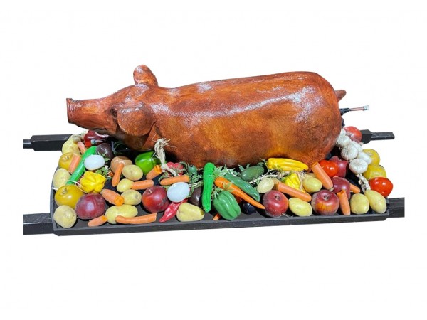 Loc cochon grillé sur plateau avec légumes pour décor thématique Romain, Campagne sur Saint-Malo, Rennes, Paris